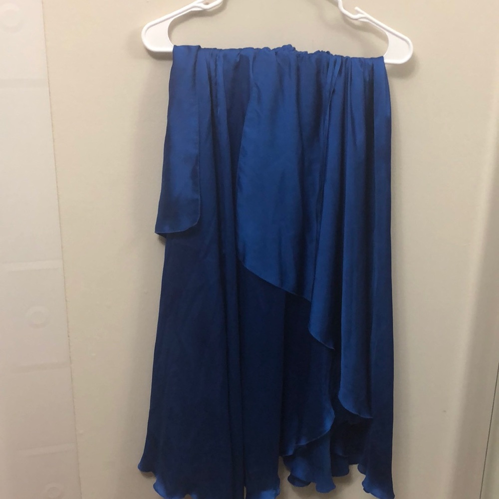 ZARA Satin Dark blue High low skirt